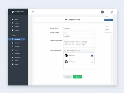 Create Group flat group interface ui web web design website