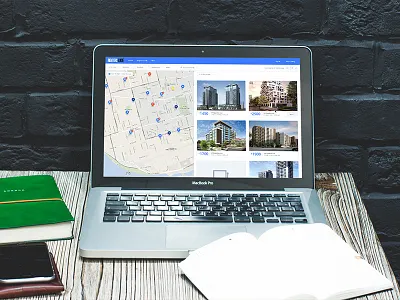 Rental Search Platform gui map mockup pins rental ui yellow pages