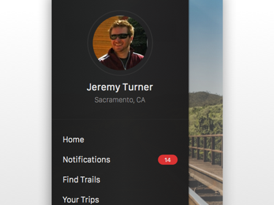 Mobile Slide Out Menu app application clean ios iphone mobile nav profile san francisco simple ui ux