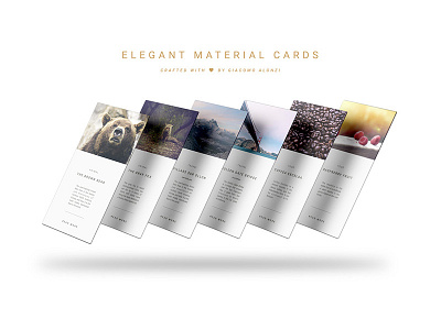 Elegant Material Cards animals blog design elegant food material material design travel ui ux