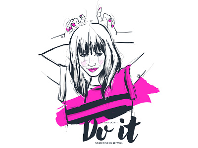 Do it girl fluo girl illustration