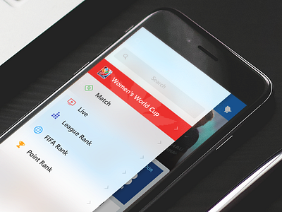 Soccer Menu app football home list menu news soccer ui