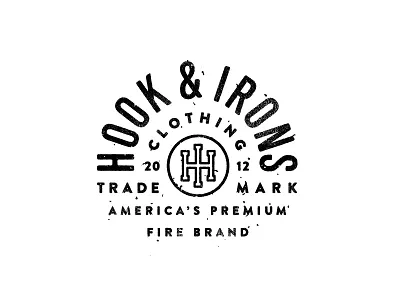 Hook & Irons america apparel badge crest fireman lockup logo monogram shirt t shirt texture typography