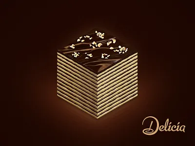 Delicia Dark Chocolate brand cake chocolate dark delicia ditigal illustraion layer painting retouch sweet