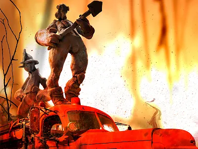 Firefighters character design illustration poster