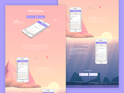 BetterCompany Web Landing Design anonymous branding collaboration home homepage illustration layout login product responsive signup work
