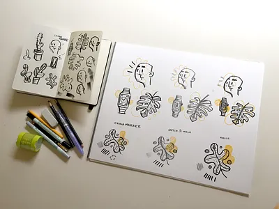 illo process drawing face illustration plant process sketch tools watch