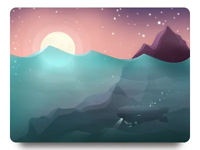 Underwater adventure dreams illustration moon moonlight night sea trip vector © thenewvision