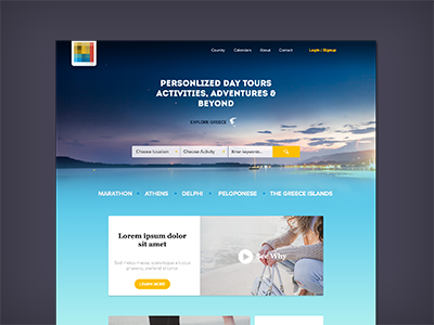 Landing Page booking greece tourisme tourist tours travel agency ui ux