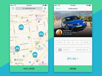 Ridesharing App clean flat ios iphone minimal neat ui
