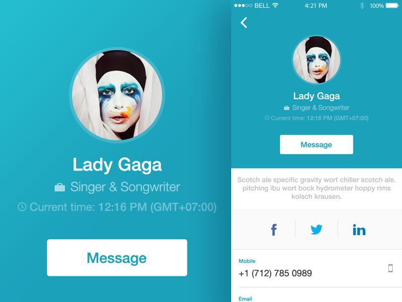 Contact Info app blue design interface ios iphone mobile ui ui design