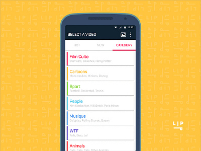 LiPP Android Category android animation app fun lipp material nicolas fallourd ui ux yellow