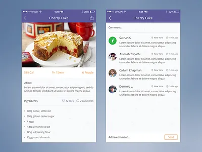 Recipe app clean mobile recipes ui ux wireframe