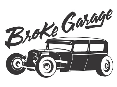 Broke Garage Logo car cars illustration lettering letters logo script type typography vector