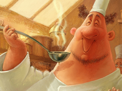 "Anyone Can Cook" aroma character chef cook cuisine design food illustration restaurant spoon taste