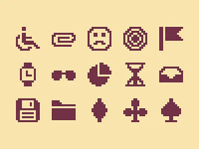 Pixelified (week 8): 15 Free icons 8bit font free freebie icon pack icon set icons pixel icons pixelart pixelated pixels svg
