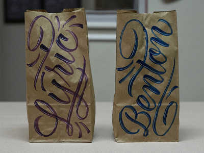 Lunch Bags brown bag brushpen kids lettering scripts type typography