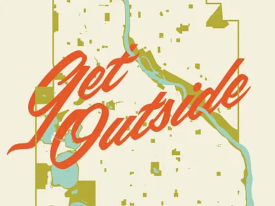 Get Outside MPLS lakes minneapolis minnesota outdoors outside parks poster print river script type