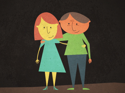 Cute Couple cartoon couple husband illustration midcentury wife