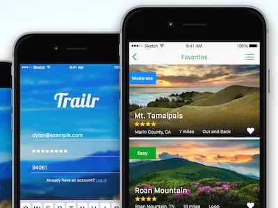 Trailr iOS App - Misc Flows & Screens app application flow ios iphone map mobile nav profile san francisco ui ux