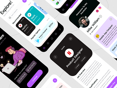 Job finder Mobile Application Design app app design awe freelance marketplace ios job job app job finder job finder app job searching joob seeking app mobile app work finder work search