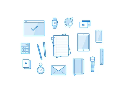 Freebie: 16 Line Illustrations ai blue free freebbble freebies icons illustrations minimal ressources sketch svg vector