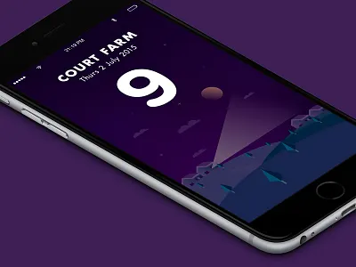 Weather App // Cotswolds app clean cotswolds england farm illustration mobile night ui weather yellow