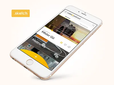 Free Sketch3 - App Video Podcast app free freebies podcast sketch sketch 3 sketch3 ui ux video
