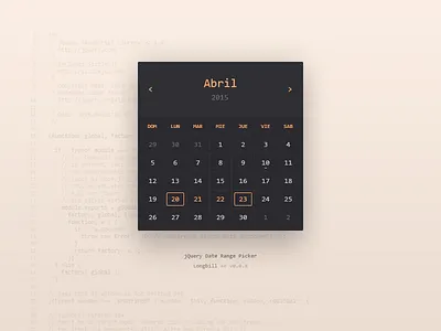 jQuery Date Range Picker calendar dark theme date date range datepicker jquery range