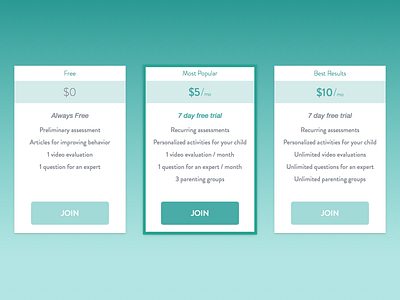 Three Tier Pricing Table cards checkout health medtech memberships pricing table web