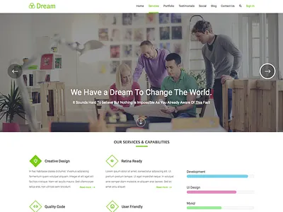 Dream Landing page - free sketch file attached. debut shot flat design free green landing page sketch