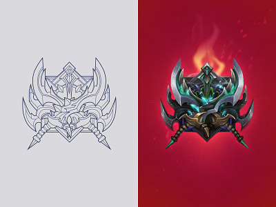 Assassin assassin concept fire flat icon line red