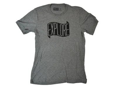 Explore Tee adventure apparel banner block letters branding explore flag illustration lettering san serif texture typography