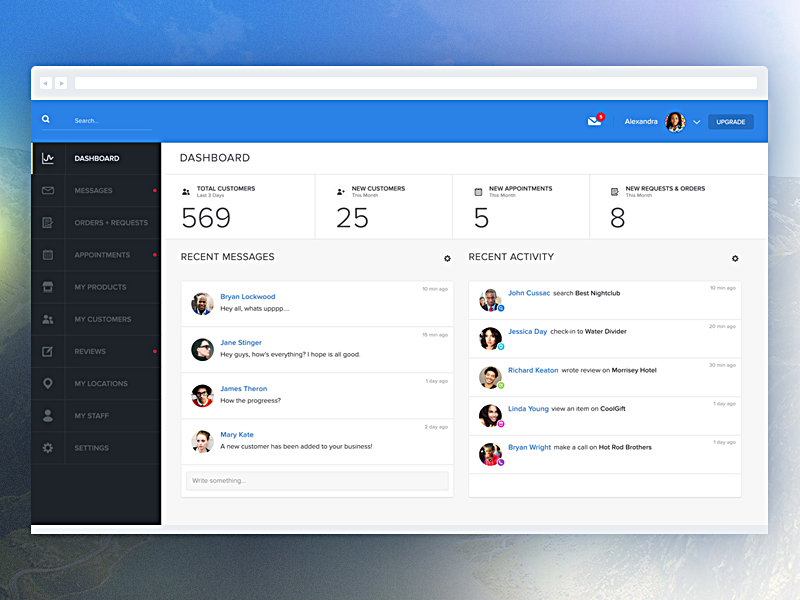 Admin Page admin app blue design flat interface ui ui design web web design