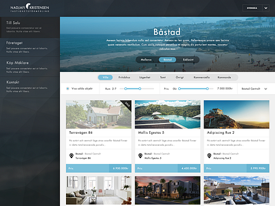 NK Fastigheter first draft broker clean design flat houses interface ui web
