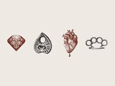 Diamonds - Spades - Hearts - Clubs cards hand drawn illustration playing cards points suits