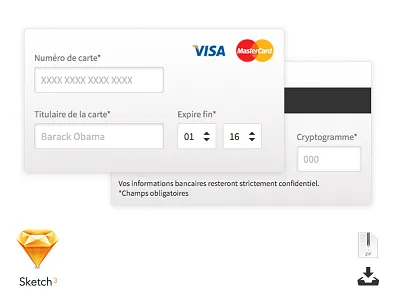 Credit Cards Form sketch3 template ui