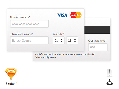 Credit Cards Form sketch3 template ui