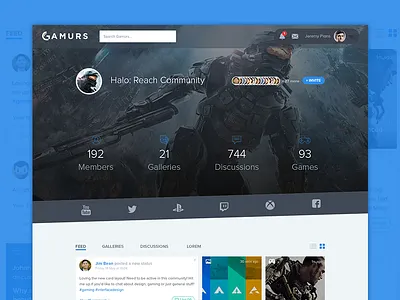 Community Page | Updated community ui feed profile feed ui feed ux gaming gaming ui gaming ux profile ui