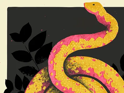 garden snake illustration neon poster snake vector