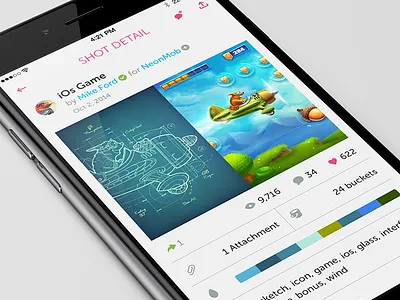 Dribbble Shot Detail app blue detail dribbble ios iphone pink shot white