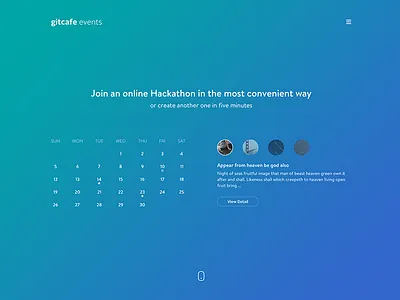 Hero Section For GitCafe-Events clean landing page light onepage ui ux