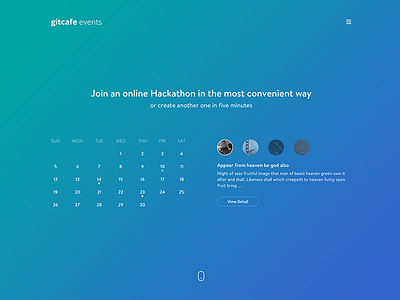 Hero Section For GitCafe-Events clean landing page light onepage ui ux