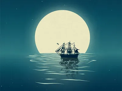 Starcatcher moon night ocean pan peter play ship starcatcher theater theatre vector