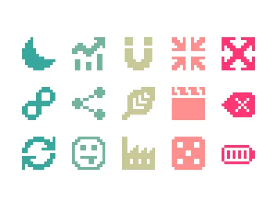 Pixelified (week 9): 15 Free icons 8bit font free freebie icon pack icon set icons pixel icons pixelart pixelated pixels svg