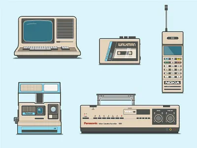 80s Electronics 80s camera computer free icon illustration phone polaroid retro vector vhs walkman