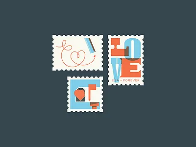 Love Stamps heart love postage stamp type typography
