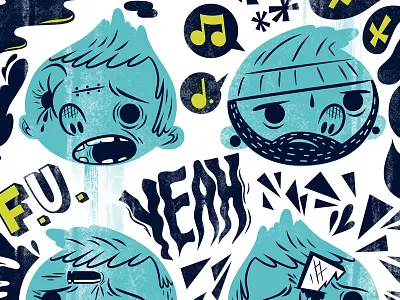 Heads - Screenprint branding design graphic illustration print screenprint texture