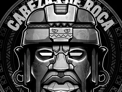 Olmec bw illustration mask olmec vector