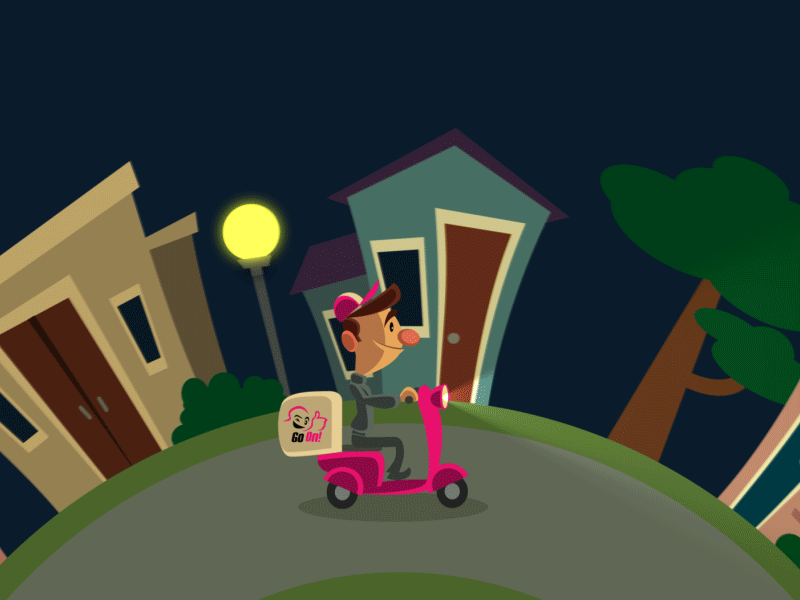 Delivering love animation boy delivery gif graphic heart illustration loop love motion motorcycle scooter